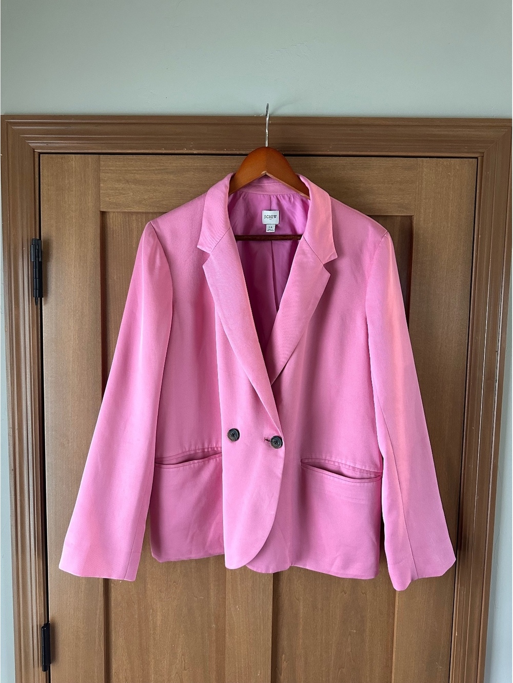 J.Crew Drapey Twill Double-Breasted Blazer Jacket Pink Women’s size 14